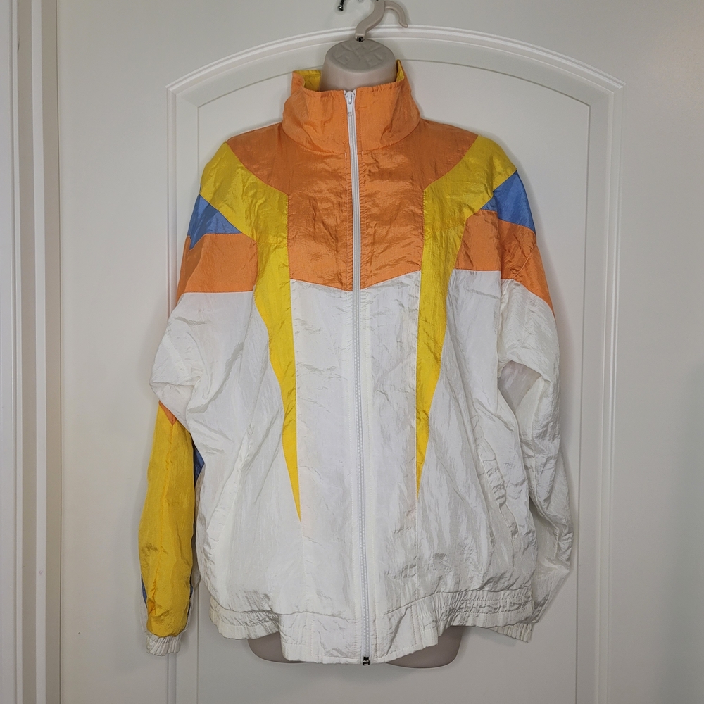 VTG USA OLYMPIC Yellow and White Windbreaker Jacket & Pant SET 90sfashion Y2k